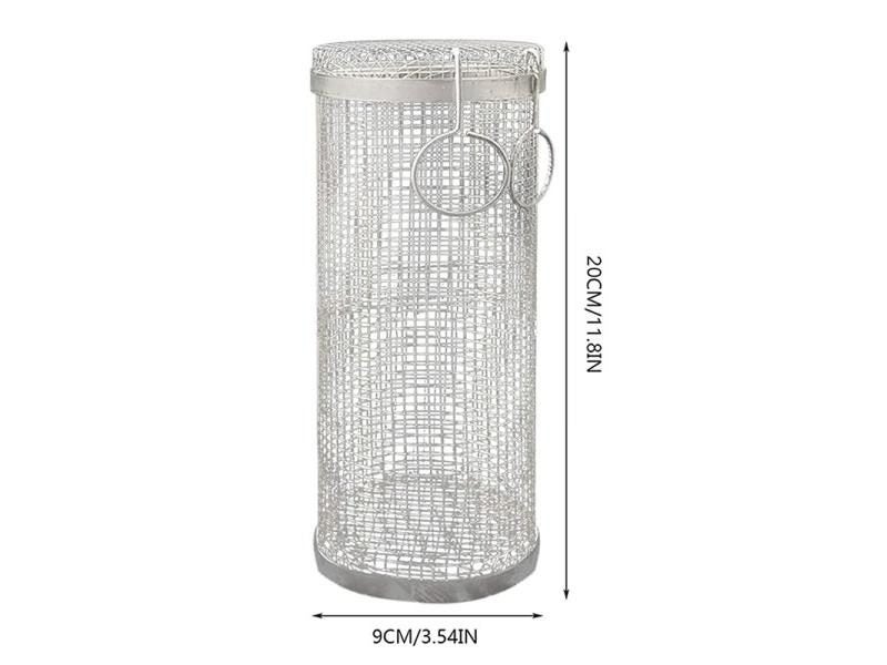 Round BBQ Basket Stainless Steel Wire Mesh Grill Basket Outdoor Camping Carousel 1