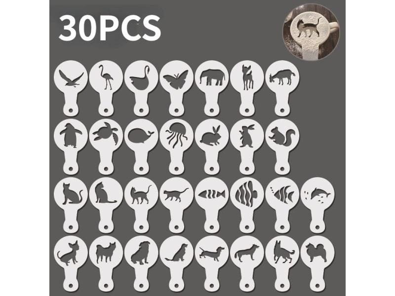 20pcs Coffee Stencils DIY Fancy Coffee Printing Model Foam Spray Cake Stencil Carousel 1