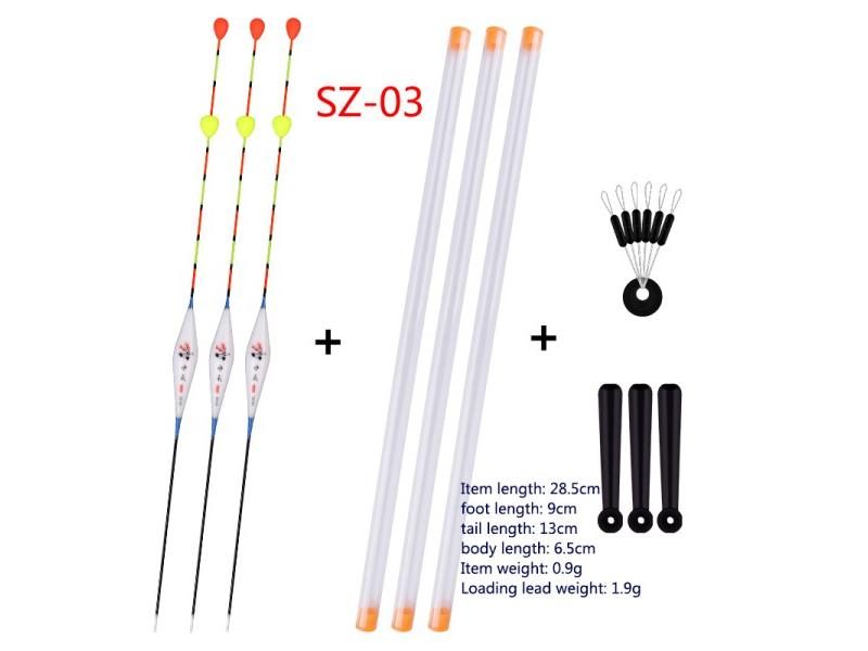 3pcs Fishing Floats 3 Float Tubes 3 Float Holders 1 Space Beans Nano Buoy Carousel 1