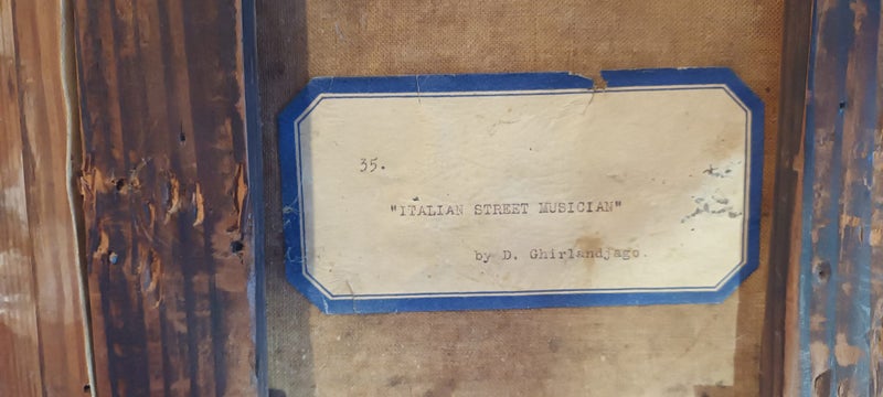 Antique oil painting: “Italian Street Musician”. Carousel 6