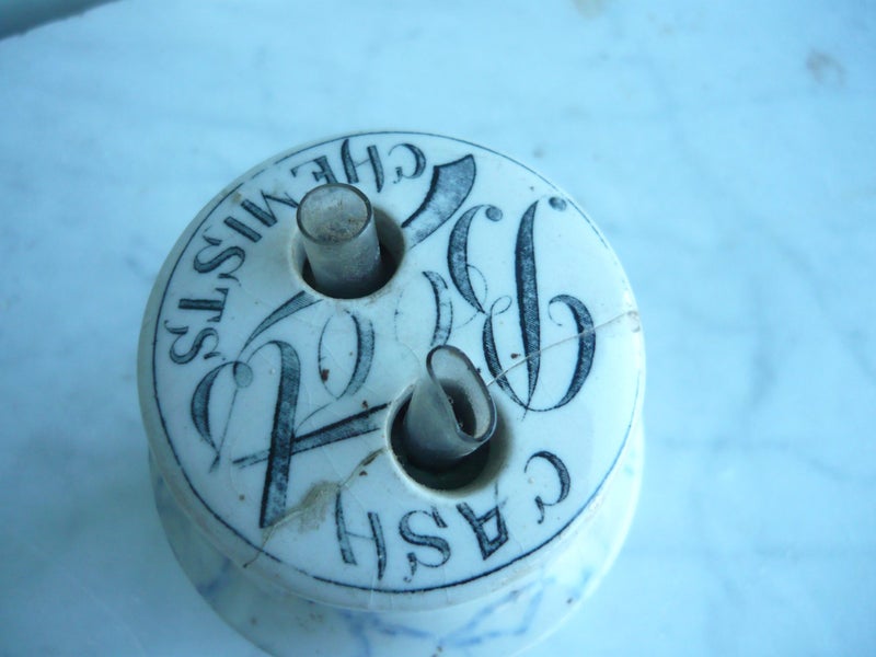 old Boots Hygienic Inhaler , marbled pattern with lid and pipes Carousel 2