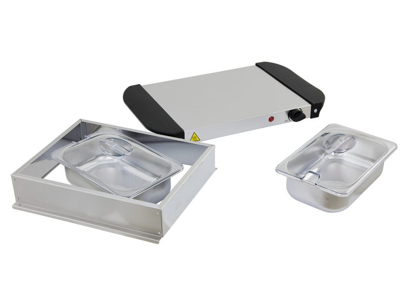 2 Pan Heated Food Warmer - 150W Electric - 2 Dish Stainless Steel Buffet Warmers Carousel 6