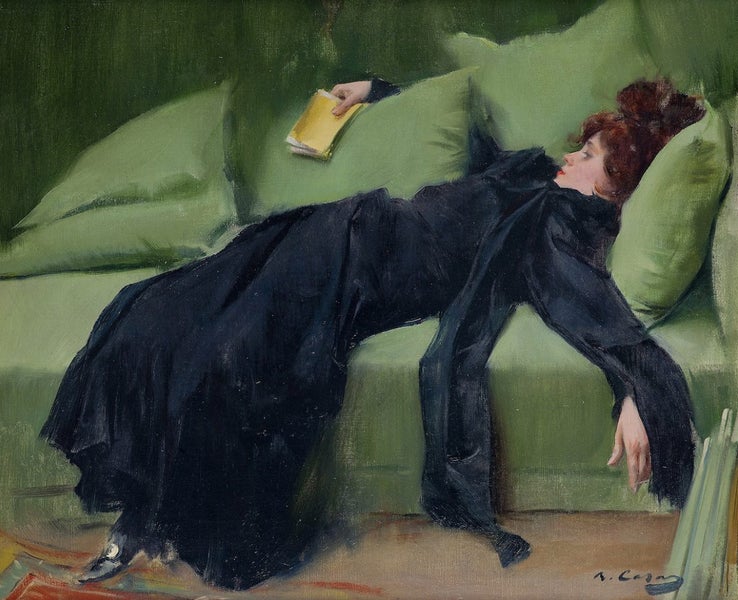 Framed $1 RESERVE 1 Panel Canvas Art Print - After The Ball by Ramon Casas Carousel 1