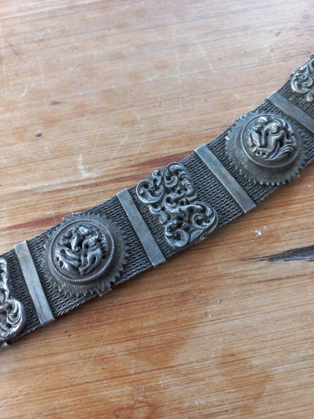 Rare Indian hindu solid silver belt Carousel 9
