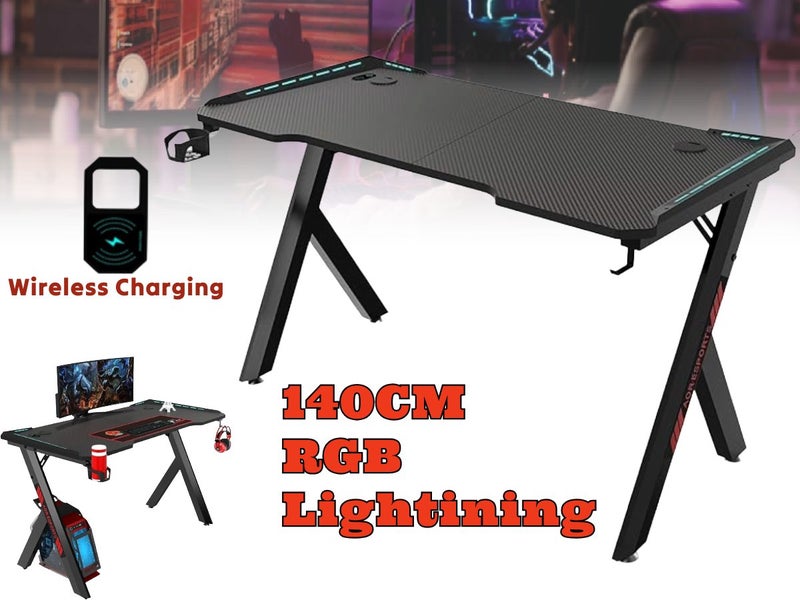 RGB Gaming Desk with Wireless Charger (NZ STOCK) Carousel 1