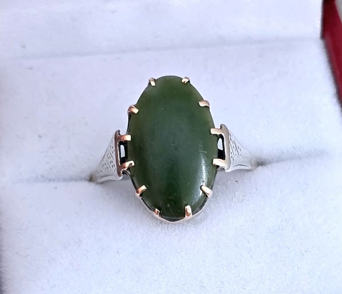 Edwardian pounamu 9ct rose gold ring Carousel 1