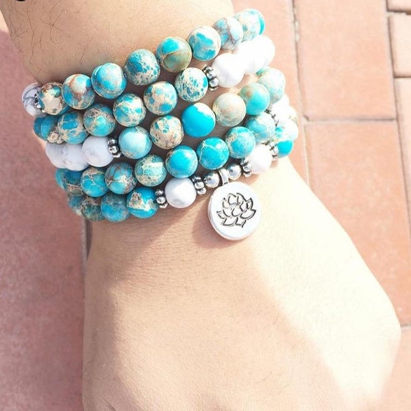 Veile Studios Natural Stone Mala Bracelet 108 Beads Wrap Jewellery Carousel 2