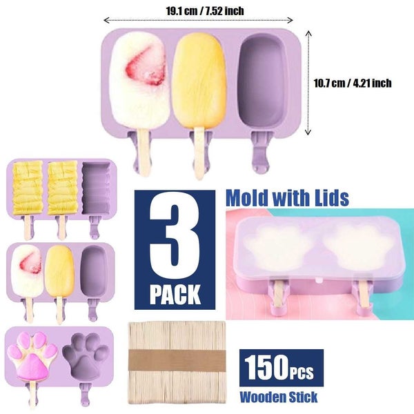 3Pack Silicone Ice Block Mould Ice Maker Popsicle Mould Carousel 5