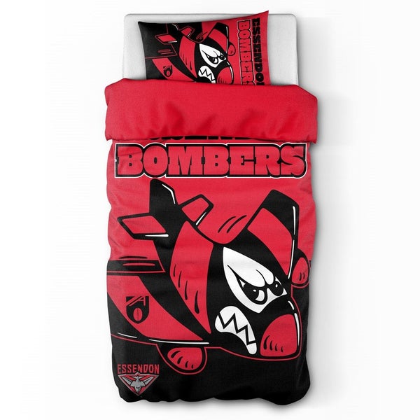 Essendon Bombers AFL Team Logo Single Quilt Cover Set Carousel 1