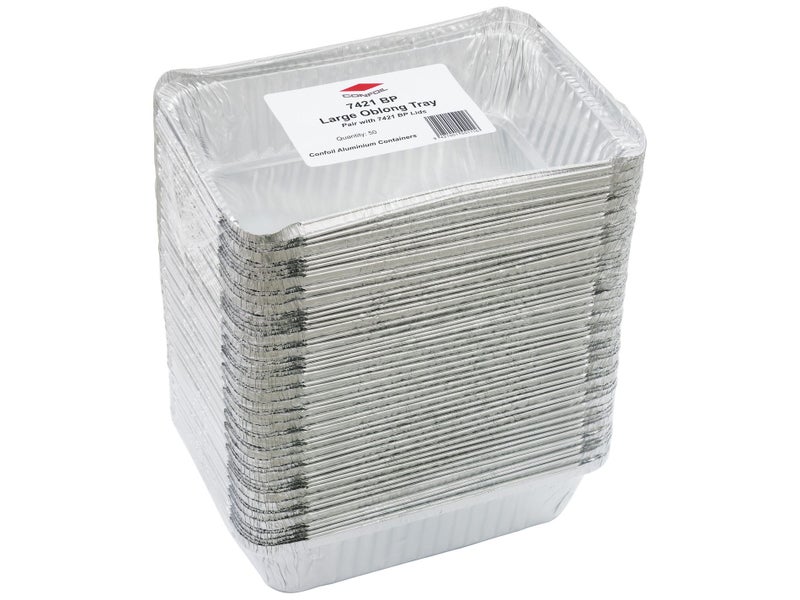 50 Large Oblong Foil Tray Containers with Lids - 1100ml - 22cm x 15cm x 4.5cm Carousel 6