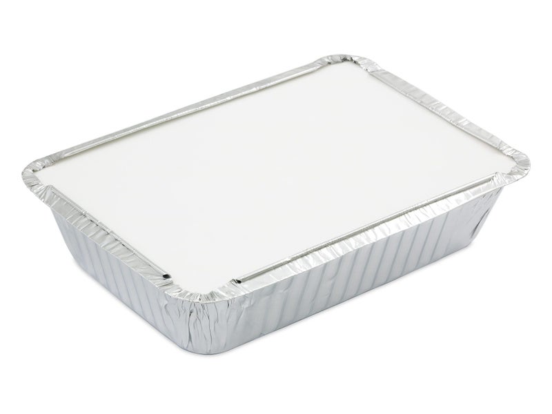 50 Large Oblong Foil Tray Containers with Lids - 1100ml - 22cm x 15cm x 4.5cm Carousel 1