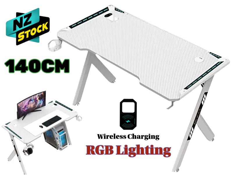 RGB Gaming Desk with Wireless Charger (140cm) Carousel 1