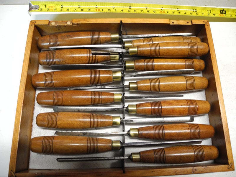 13 x early wood carving chisels Carousel 2