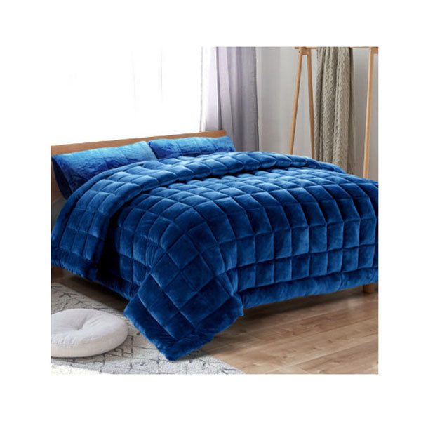 Bedding Faux Mink Quilt Comforter Navy Blue King Carousel 3