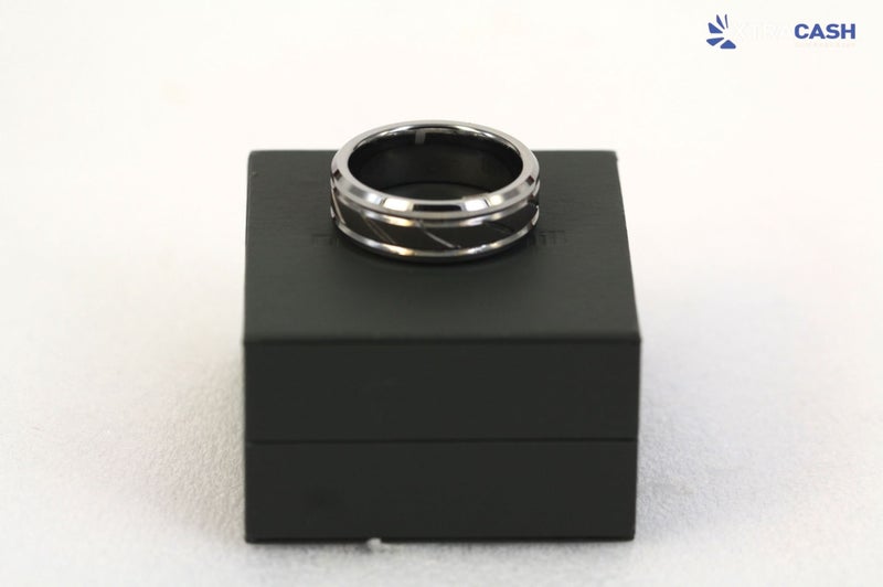 Michael Hill Men's Pattern 8mm Sapphire Tungsten Ring In Box With Receipt Carousel 2