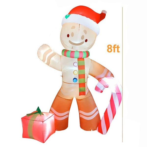 2.4m 8FT Gingerbread Christmas Inflatable LED Outdoor Garden Decoration Lights Carousel 5