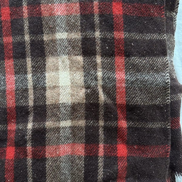Vintage Pure Wool Plaid Travel Rug Blanket Carousel 2