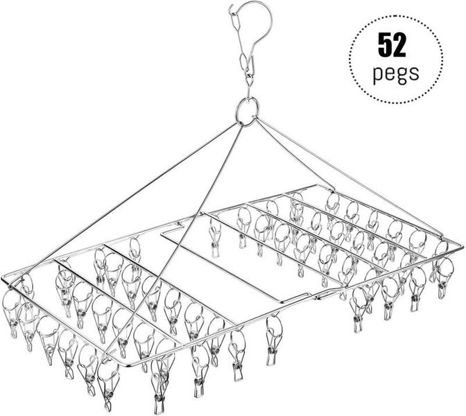 52 peg Drying Rack Stainless Steel Clothes Sock Dryer Hanger Carousel 1