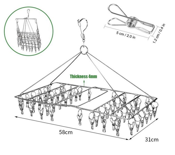 52 peg Drying Rack Stainless Steel Clothes Sock Dryer Hanger Carousel 2