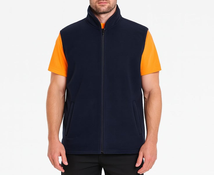 Mens Reversible High Visibility Zip Thru Vest Workwear Jacket in Fluro Orange Carousel 3