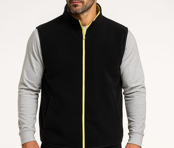 Mens Reversible High Visibility Zip Thru Vest Workwear Jacket in Fluro Yellow Carousel 3