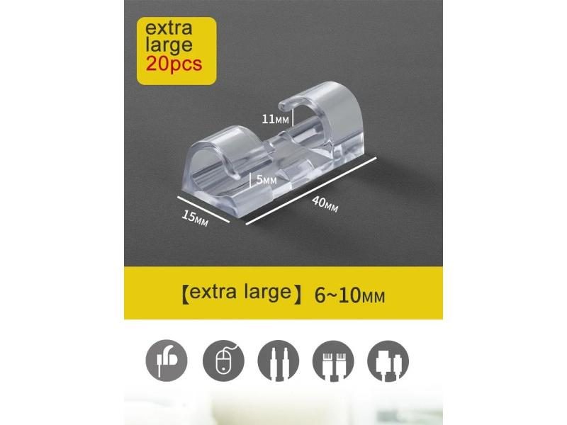 20pcs Cable Clips Self-Adhesive Cable Organizer Fixed Wire Plastic Clamp For Carousel 1