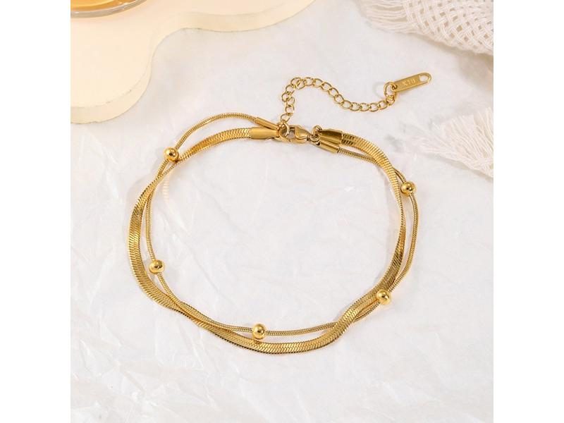 316L Stainless Steel Gold Color Double-Layer Anklets For Women Girl New Trend Carousel 1