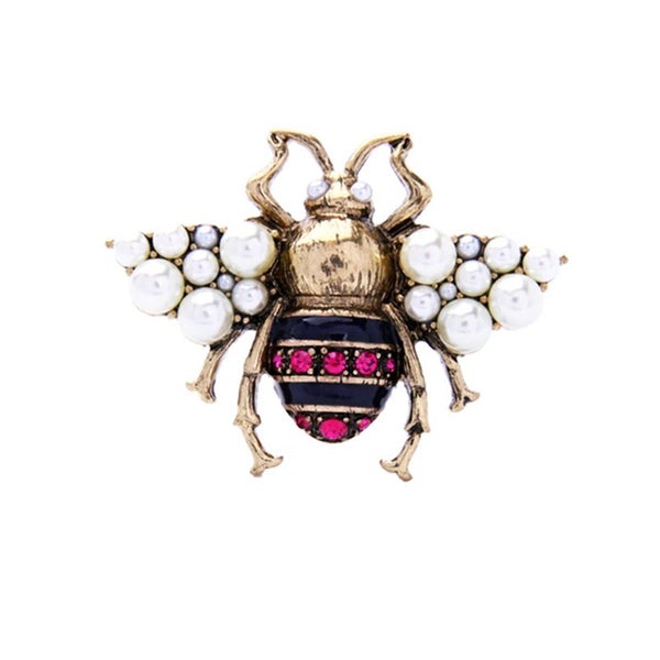 Inlay Rhinestone Simulated Pearl Bee Brooch Brooches Veile Studios Standard Carousel 2