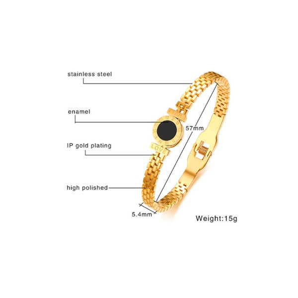 Veile Studios Digital Rome Black Hollow Round Cake Stainless Steel Bracelet Gold Carousel 2