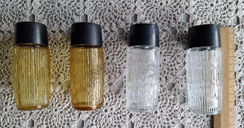 Kaaru glass salt and peppers - clear and amber - 2 sets63616665222530112