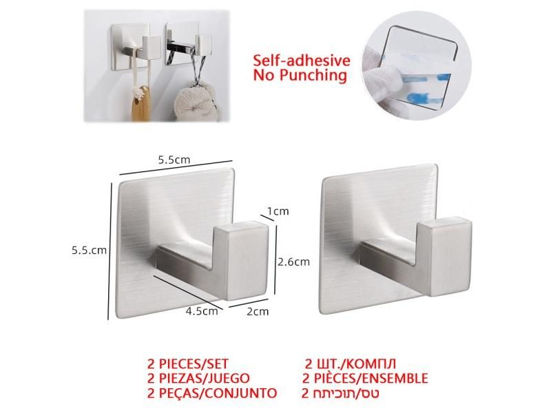 Stainless Steel Wall Hook Hanging Holder For Coats Towels Bathroom Accessories Carousel 1