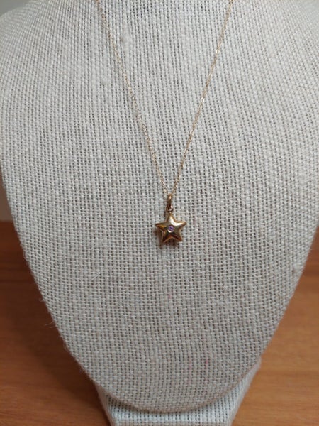 9ct Yellow Gold & Pink CZ Star Pendant & Chain Set Carousel 3