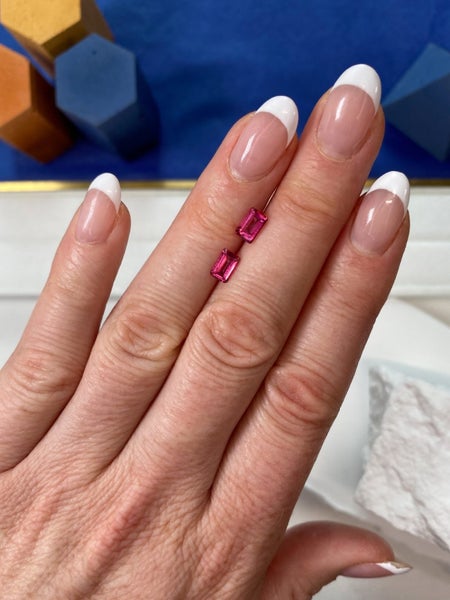 $1 RES ~ $1788 Buy Now * 1.50ct Hot Pink Topaz Pair Emerald Cut USA Origin Carousel 2