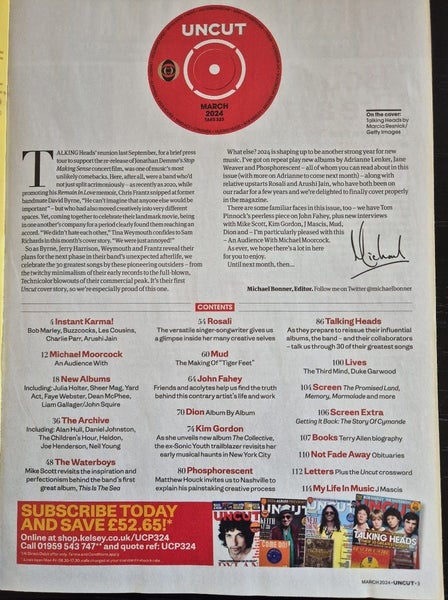 Uncut Music Magazine March 2024 Featuring Talking Heads Carousel 2