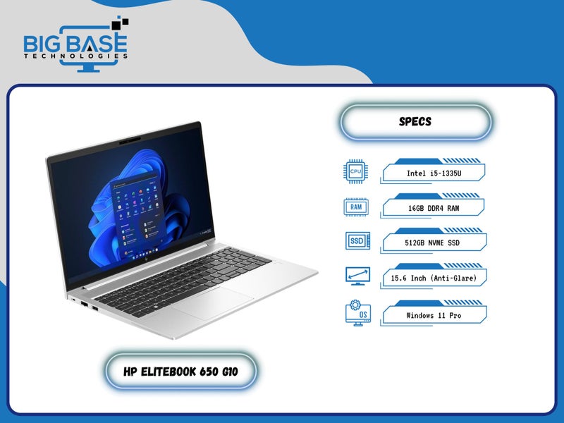 HP EliteBook 650 G10 – i5 13th Gen | 16GB RAM | 512GB SSD | 15.6” Display63654830454402110