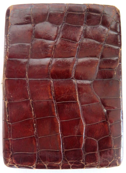 ANTIQUE 1880'S CROCODILE LEATHER CIGAR CASE WITH MONOGRAMMED CARTOUCHE Carousel 2