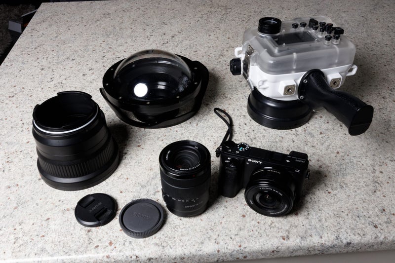 Sony a6500 kit lenses + Sea frogs a6xxx Series Waterproof Housing kit dome Carousel 1