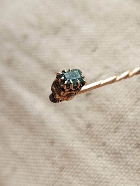 Antique 9ct Gold Emerald Stick Pin Jewellery $1 Reserve Carousel 2