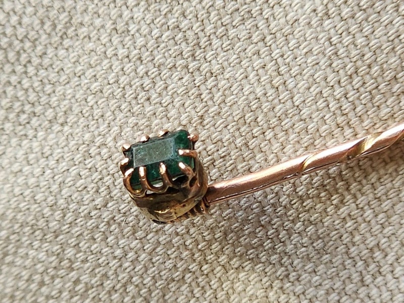 Antique 9ct Gold Emerald Stick Pin Jewellery $1 Reserve Carousel 1
