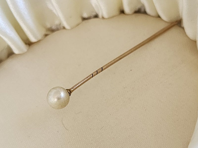 Antique 9ct Gold Sea Pearl Stick Pin Jewellery $1 Reserve Carousel 5