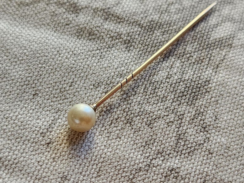 Antique 9ct Gold Sea Pearl Stick Pin Jewellery $1 Reserve Carousel 1