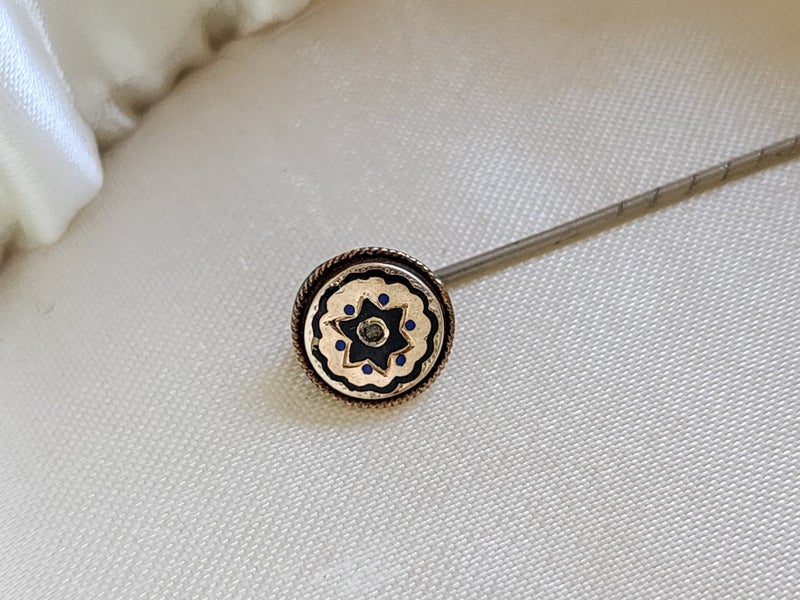 Antique 9ct Gold Stick Pin Enameled Star Jewellery $1 Reserve Carousel 1
