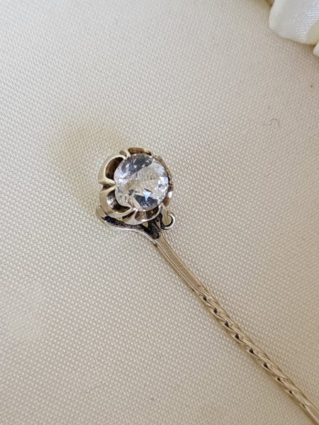 Antique 9ct White Gold Clear Gemstone Stick Pin Jewellery $1 Reserve Carousel 8