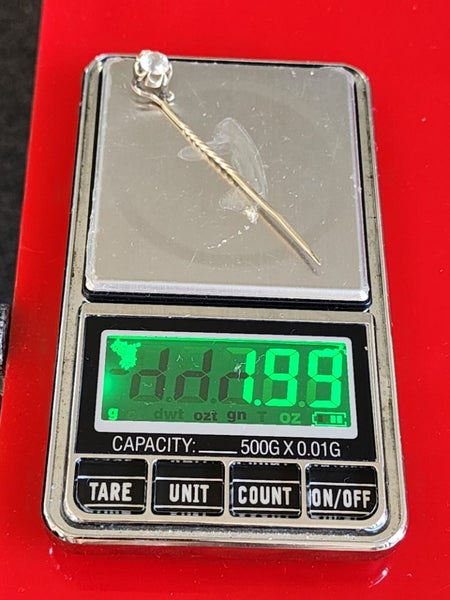 Antique 9ct White Gold Clear Gemstone Stick Pin Jewellery $1 Reserve Carousel 2