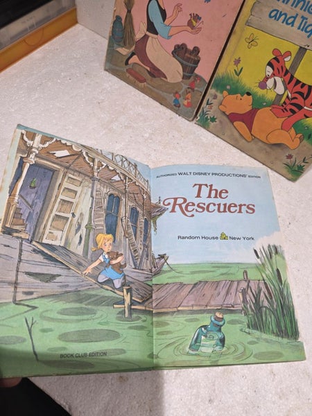 3 x Walt Disney Kids Vintage Books - Winnie the Poo - Cinderella - The Rescuers Carousel 2