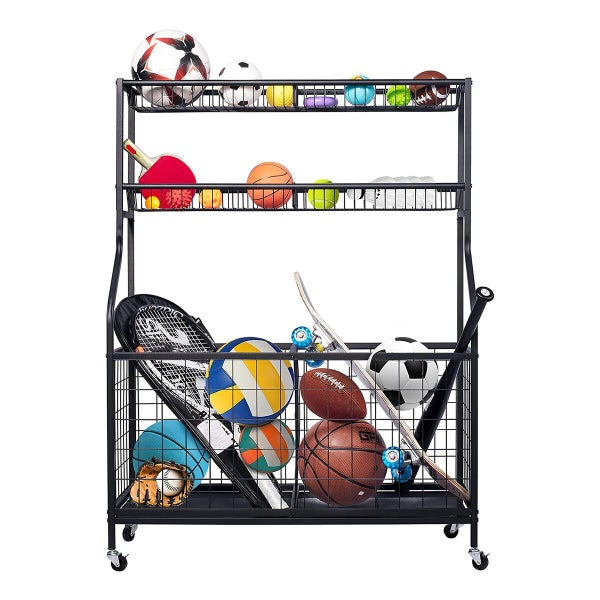 Ball Storage Rack Gym Sports Equipment Garage Organiser Carousel 13