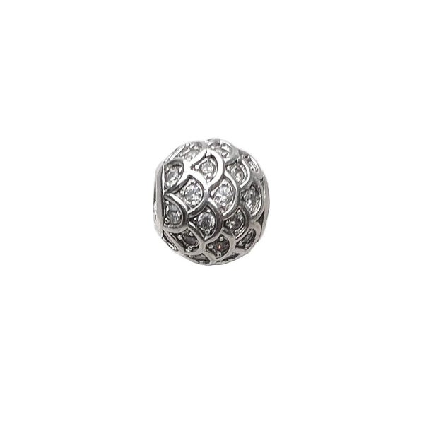 925 Sterling Silver Fish Charm With White Cz Beads Jewelry Accessory For Wome... Carousel 1