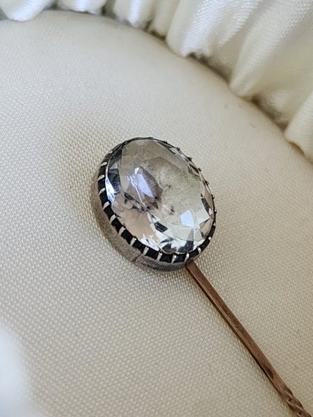 Antique Gold Sterling Silver Clear Gemstone Stick Pin Jewellery $1 Reserve Carousel 2