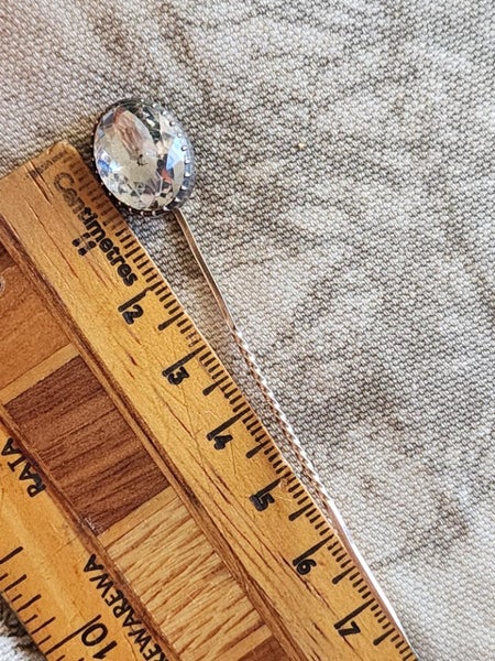 Antique Gold Sterling Silver Clear Gemstone Stick Pin Jewellery $1 Reserve Carousel 8