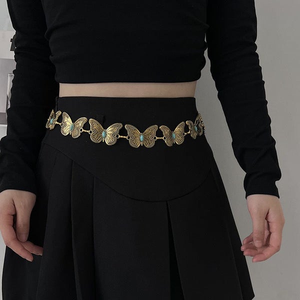 Veile Studios Set Of 4 Turquoise Butterfly Belt Chain Bohemian Ethnic Style Meta Carousel 2